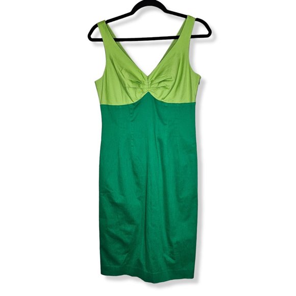 Boden Dresses & Skirts - Boden Size 6 Green Color Block Sheath Dress V Neck Knee Length Sleeveless